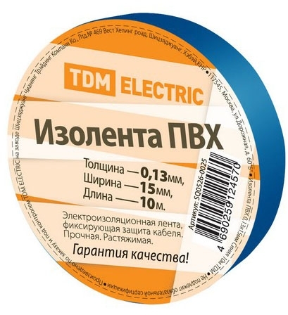 TDM ELECTRIC SQ0526-0025 Изолента ПВХ 0,13*15мм Синяя 10метров TDM